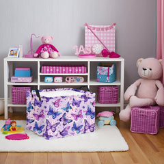 HIYAGON rectangular butterfly basket side view for organized kids' room.