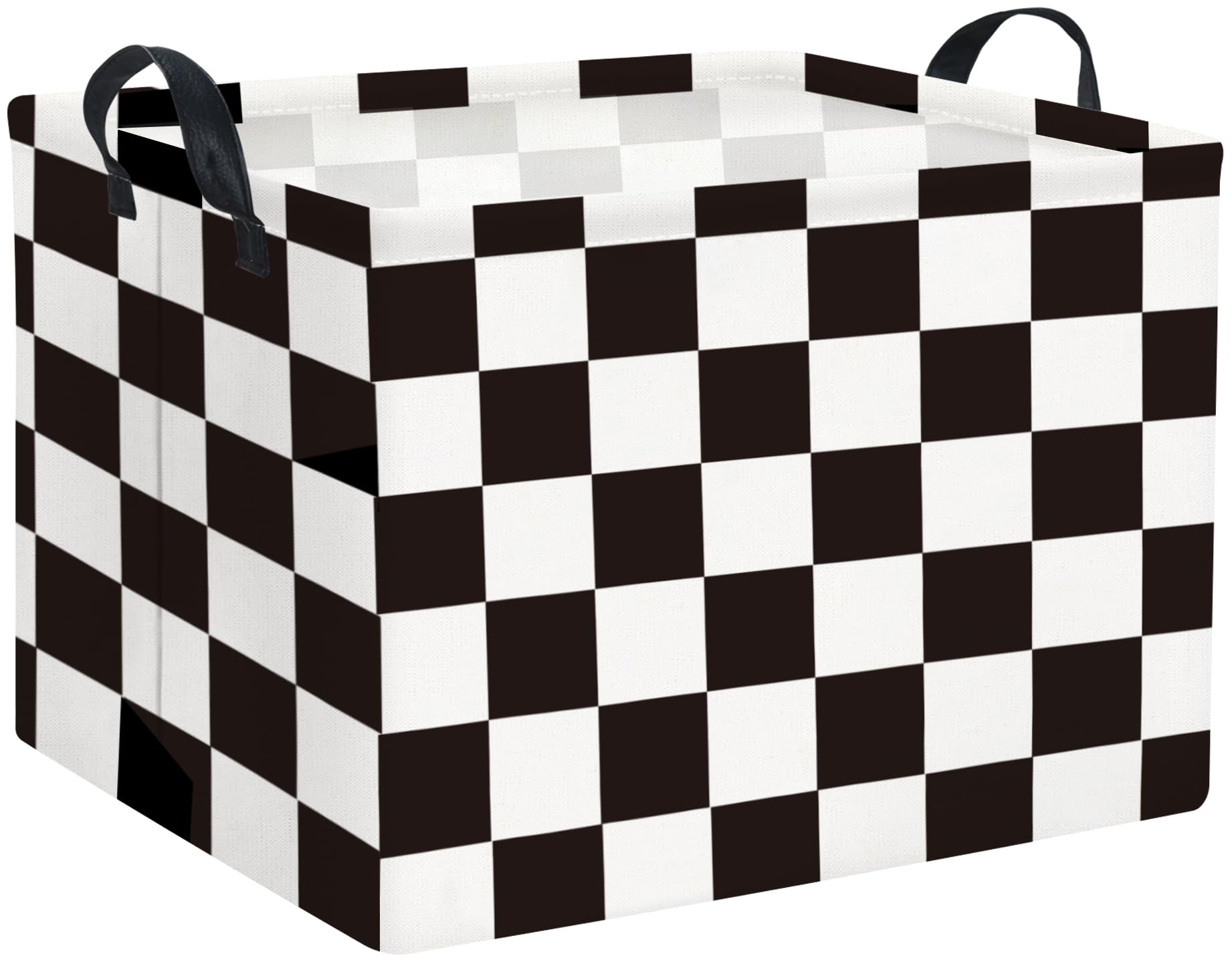HIYAGON rectangular car basket with checkered design for organized toy storage during road trips