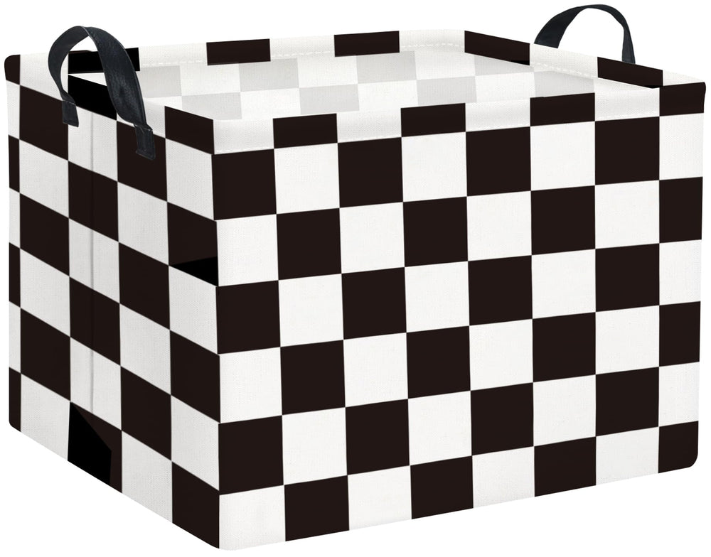 HIYAGON rectangular car basket with checkered design for organized toy storage during road trips