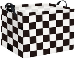HIYAGON rectangular car basket with checkered design for organized toy storage during road trips