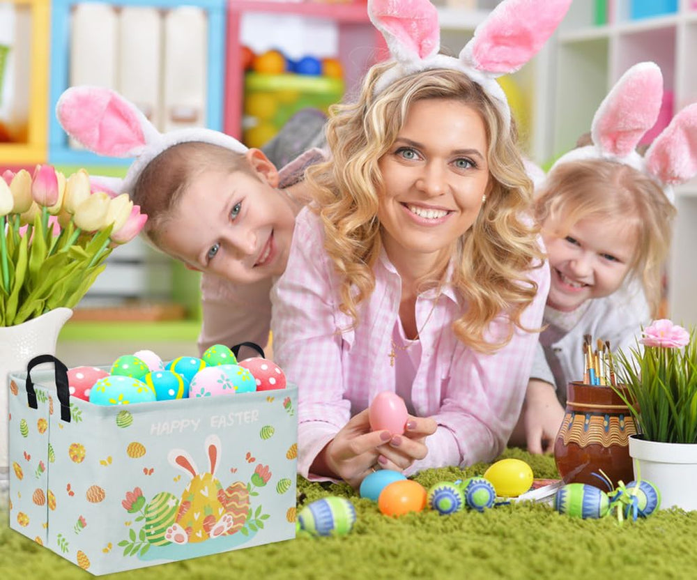 HIYAGON Easter basket blue top-frame close-up reveals durable metal rim.
