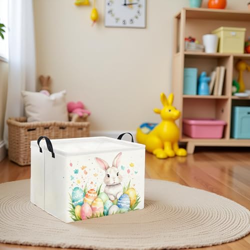 HIYAGON rectangular Easter basket canvas material provides durable, long-lasting storage