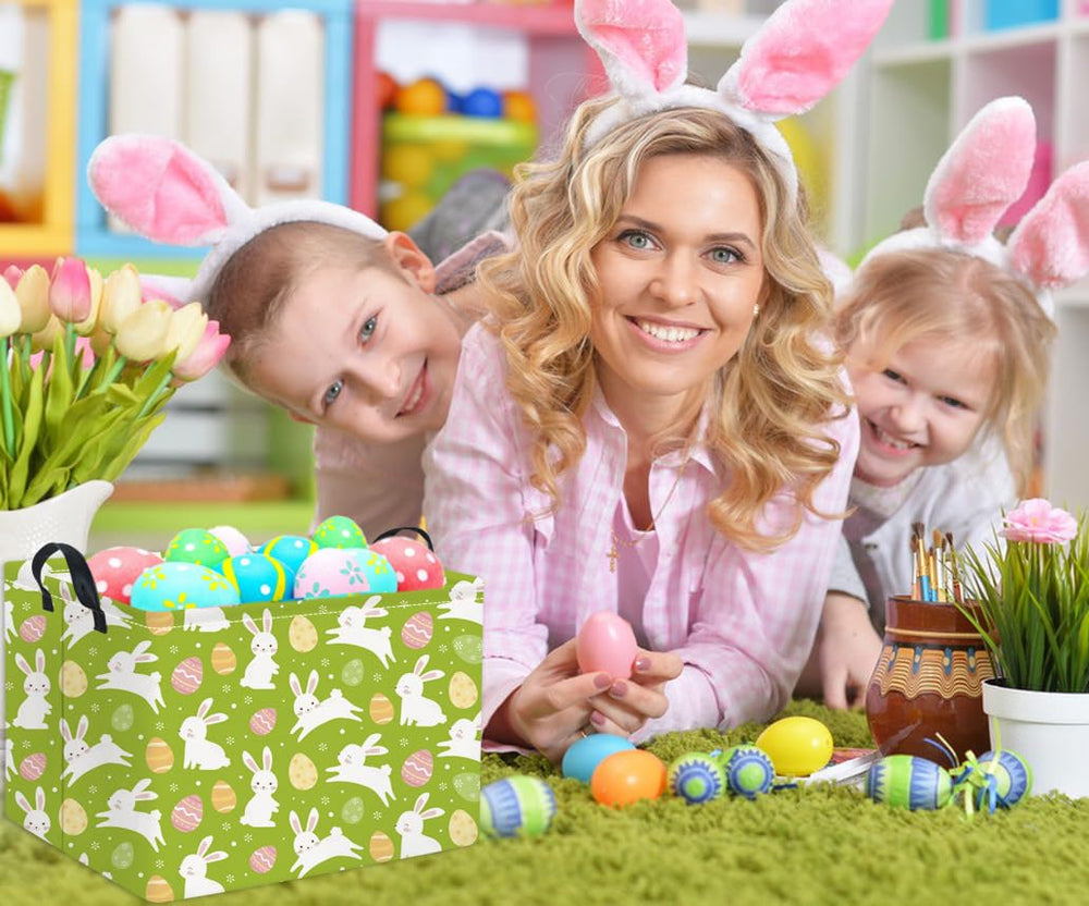 HIYAGON rectangular Easter basket in flat-fold mode demonstrates space-saving collapsibility