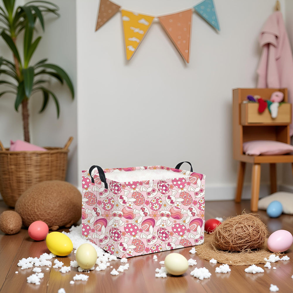 HIYAGON rectangular Easter basket collapsible folded saves space when not in use