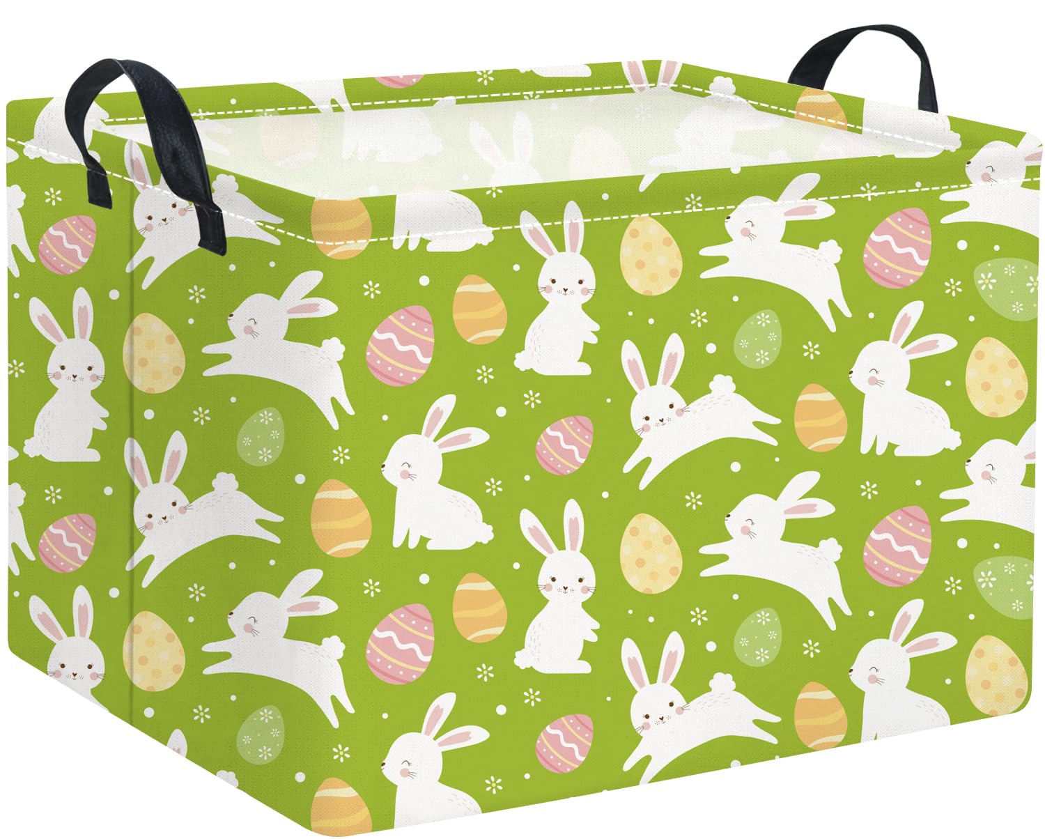 HIYAGON rectangular Easter basket front view highlights durable canvas for versatile storage