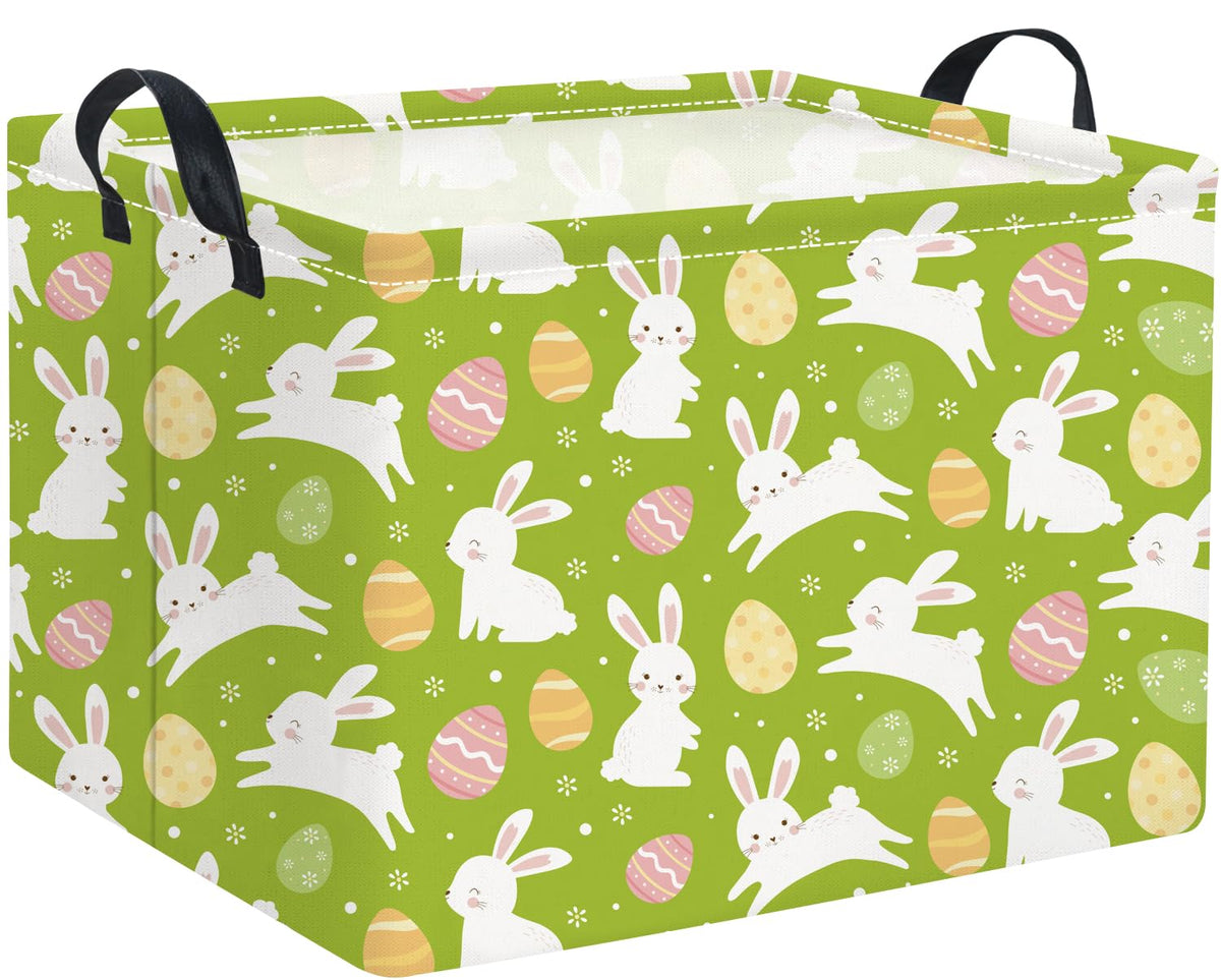 HIYAGON rectangular Easter basket front view highlights durable canvas for versatile storage