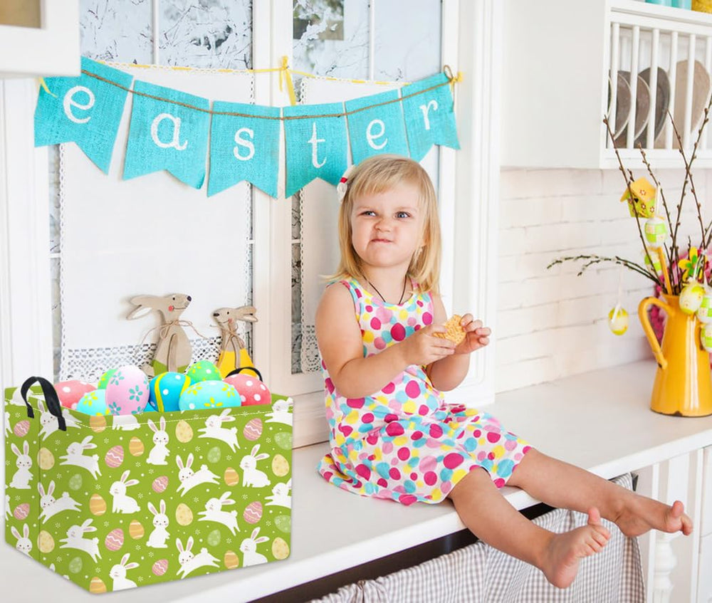 HIYAGON Easter basket in a bedroom setup showcases tidy toy and book storage