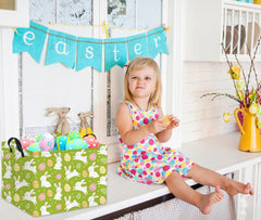 HIYAGON Easter basket in a bedroom setup showcases tidy toy and book storage