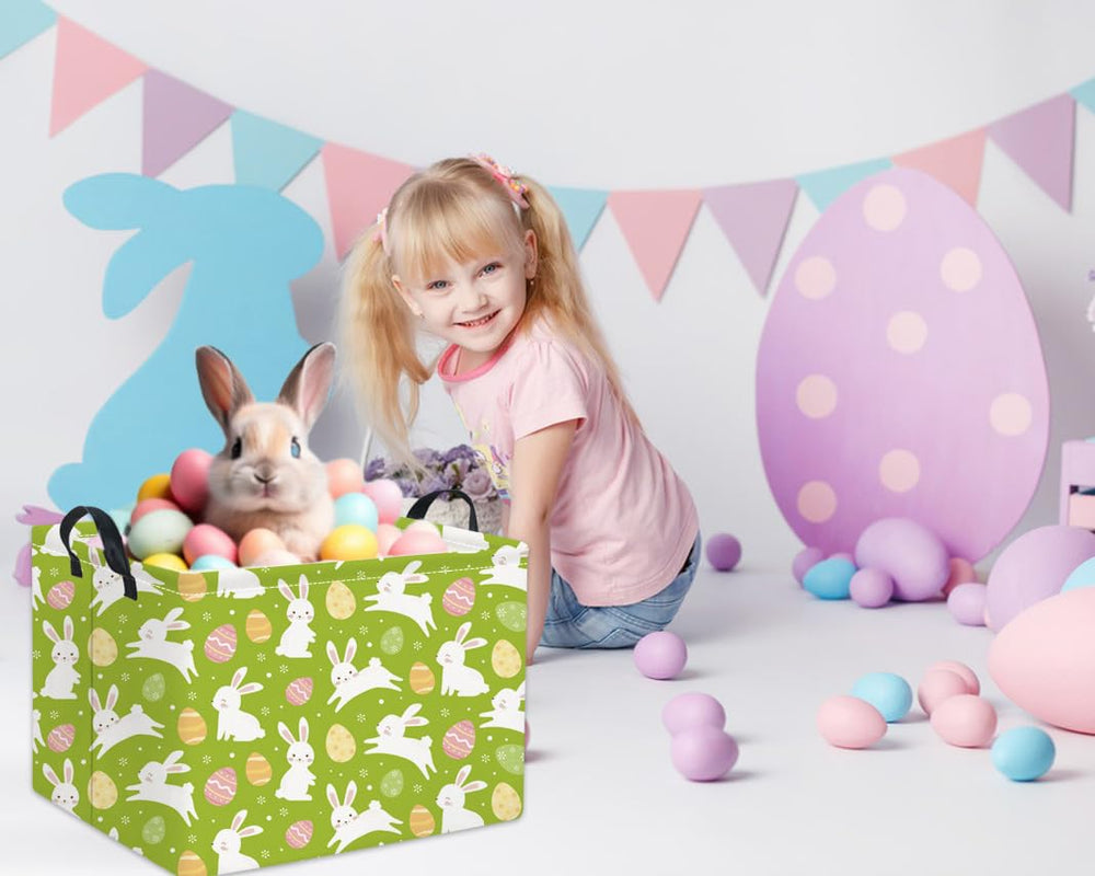 HIYAGON rectangular Easter basket interior reveals waterproof lining for spills and cleanup