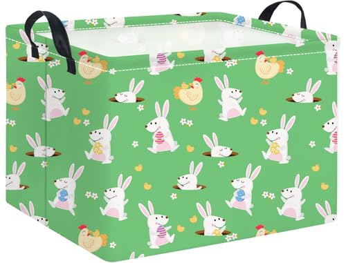 HIYAGON rectangular Easter basket front view showing durable storage for toys and decor