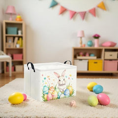 HIYAGON rectangular Easter basket leather handle enables easy carrying during cleanup