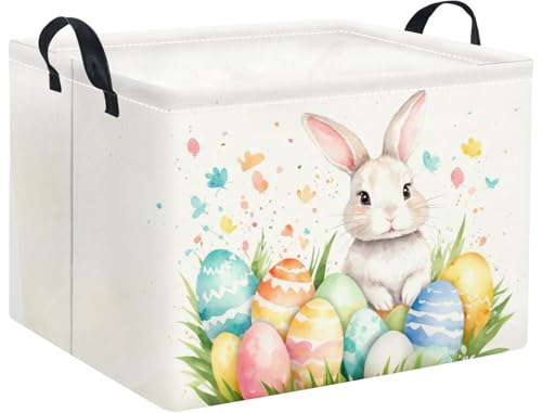 HIYAGON rectangular Easter basket watercolor design adds colorful decor and toy storage in kids' rooms