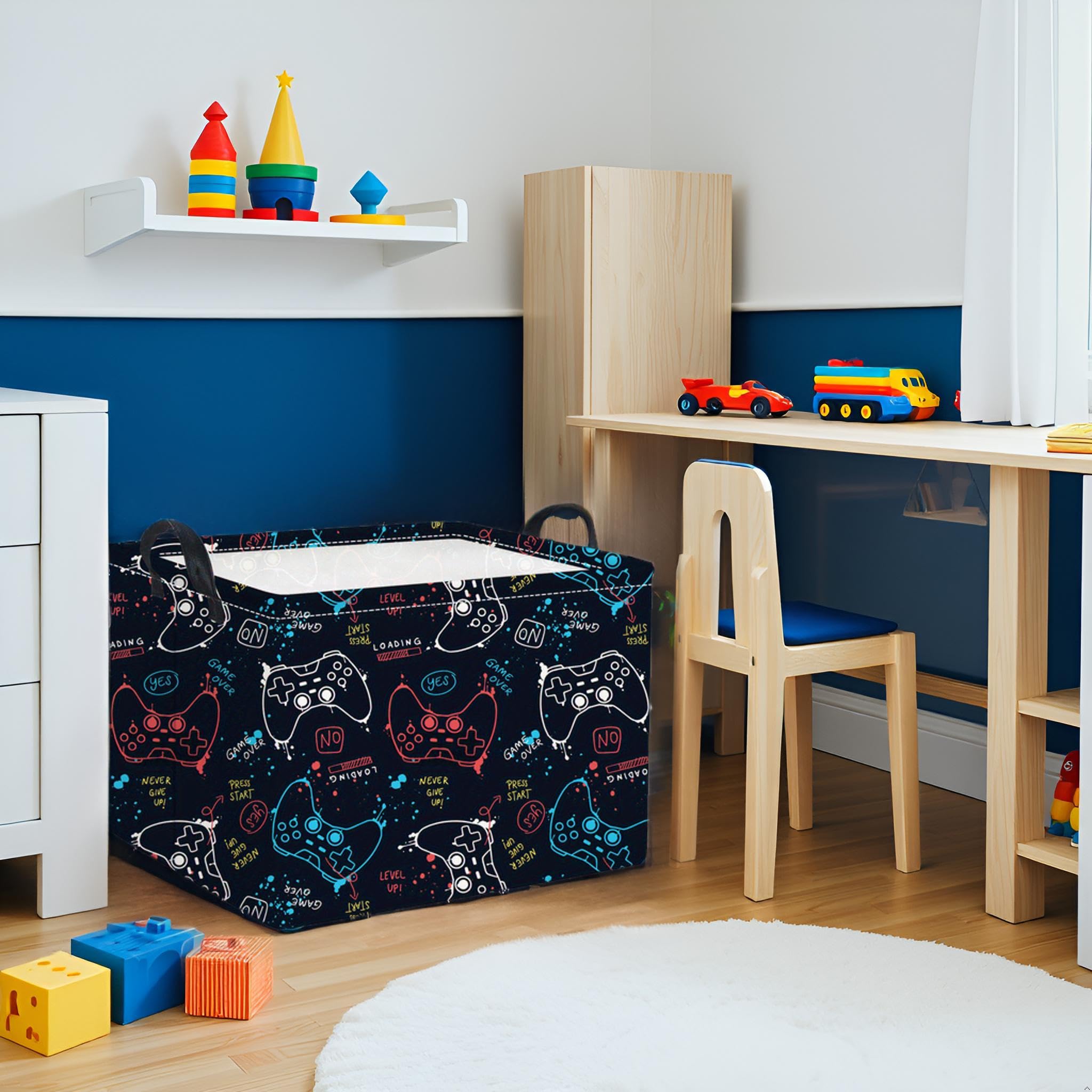 HIYAGON rectangular game basket folded flat reveals space-saving collapsible design.