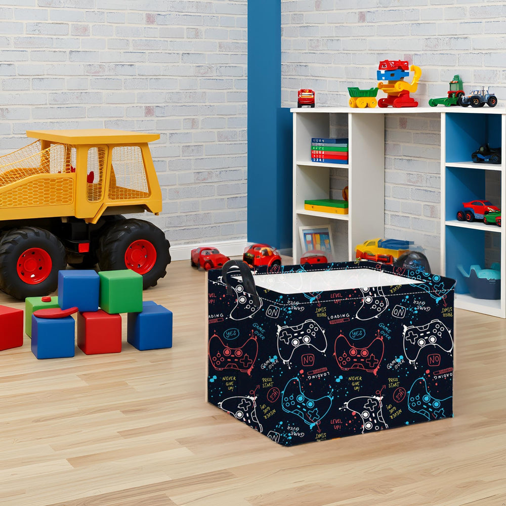 HIYAGON rectangular game basket open-top shows easy access for toys and books.