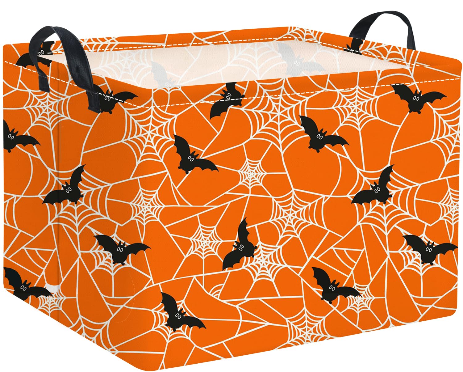 HIYAGON rectangular Halloween basket with bat web design for festive trick-or-treat storage.