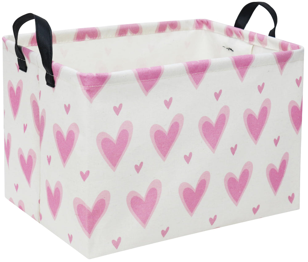 HIYAGON rectangular heart pink gift basket folded design saves space and storage