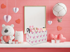 HIYAGON rectangular heart pink gift basket with side handle for easy movement