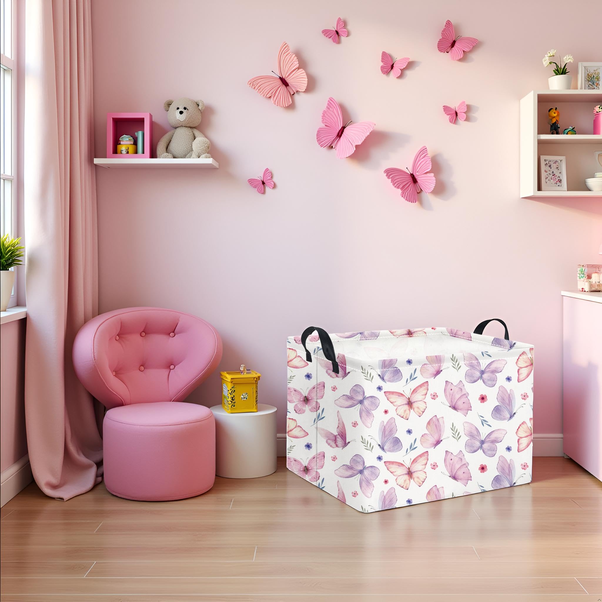 HIYAGON pink basket complements living room decor while storing blankets