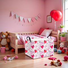 HIYAGON Rectangular Valentines Basket in living room with blankets and books.