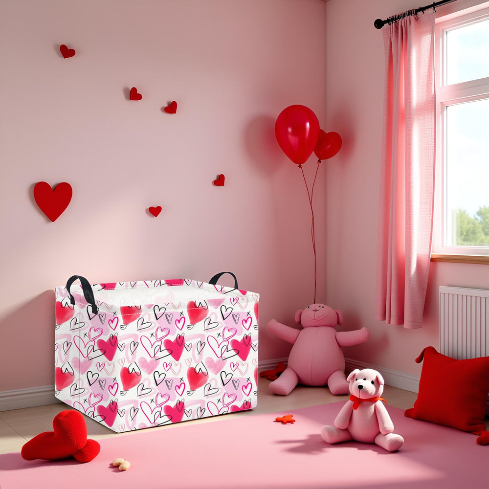 HIYAGON Rectangular Valentines Basket on shelf for clutter organization.