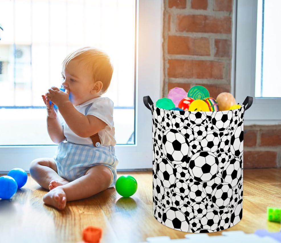HIYAGON Soccer Baby Laundry Basket folded design demonstrates space-saving collapsibility.