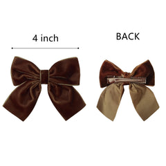 Hjiaruiky brown velvet bows styled on a ponytail for a cute look.