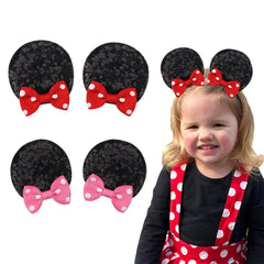 Hjiaruiky mouse ears bow clip set on hair for party-ready look