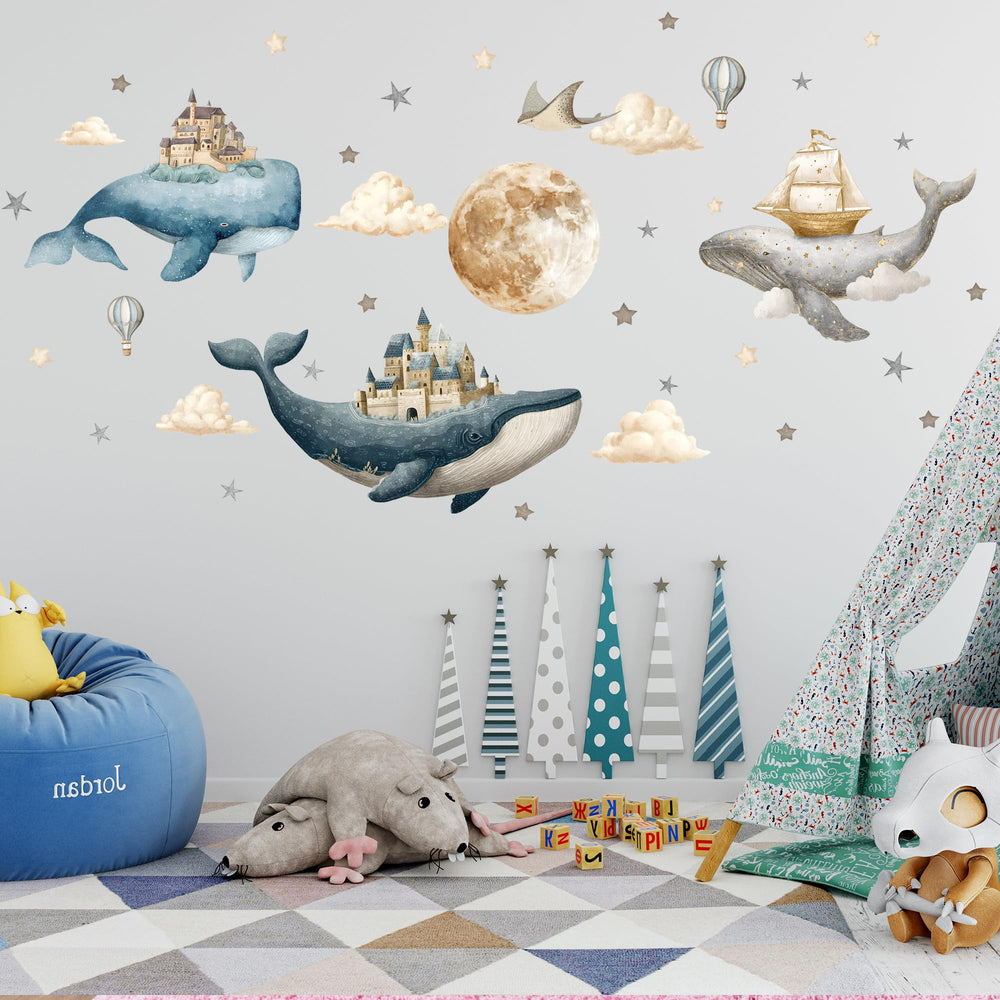 HJKlove underwater world playroom decals foster storytelling walls for kids.