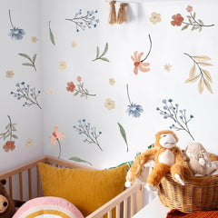 HJKlove Boho colorful flower wall decal — brighten bedrooms with whimsical floral vibes.