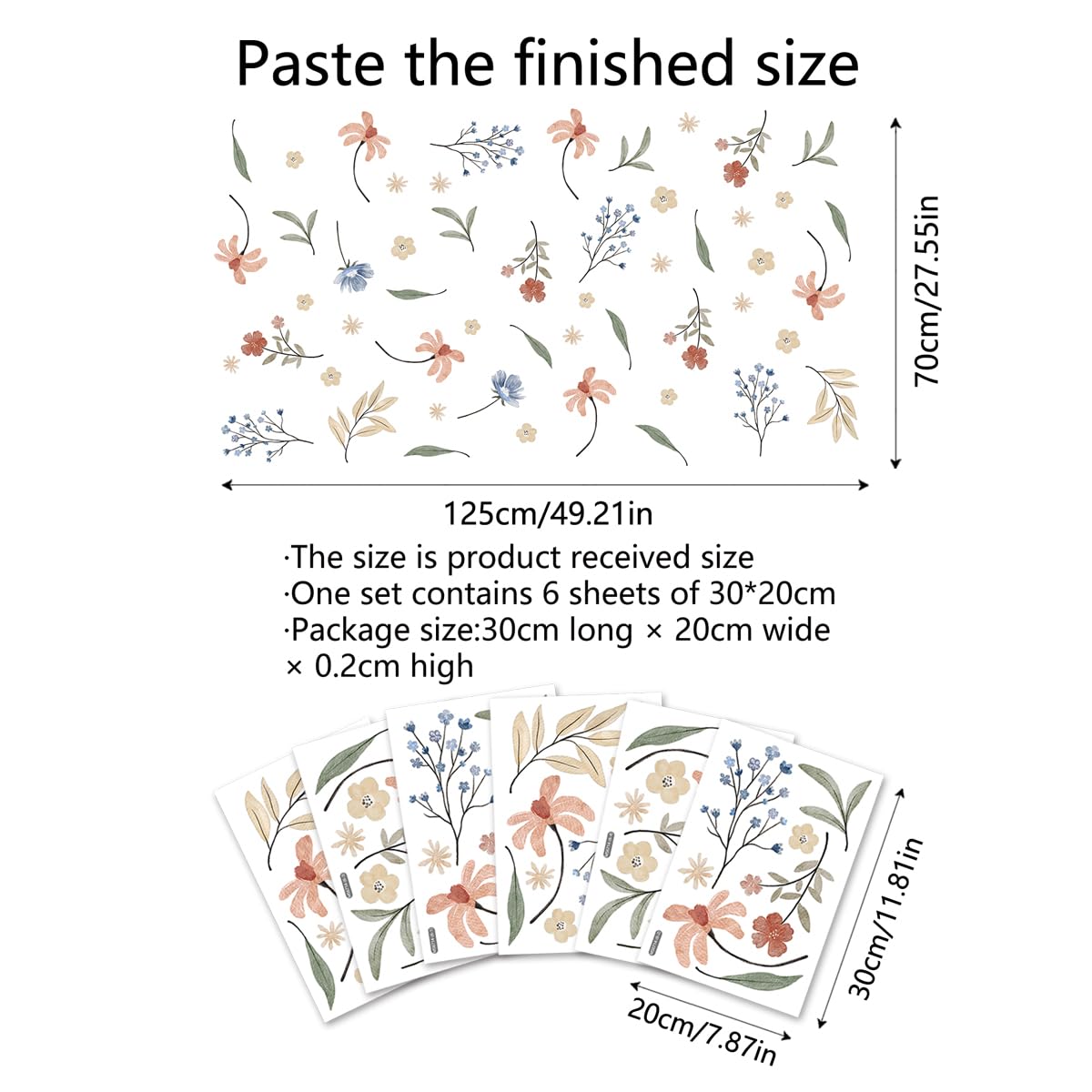 HJKlove Boho colorful flower wall decal — watercolor blooms create a calming nursery backdrop.