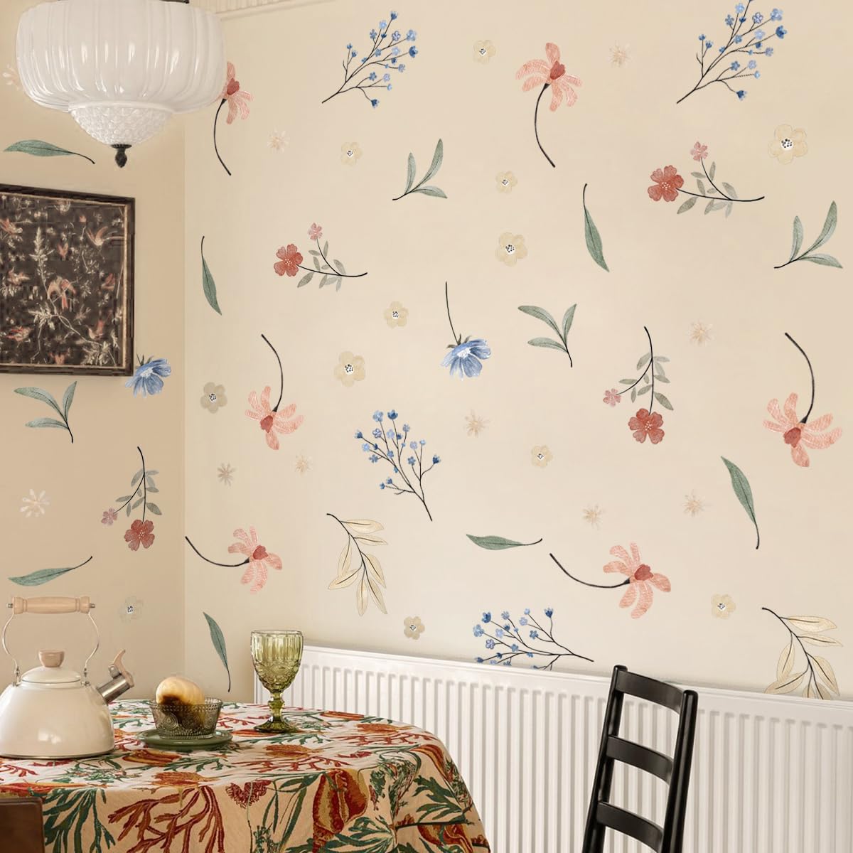 HJKlove Boho colorful flower wall decal — ideal for living rooms and play areas, easy to reposition.