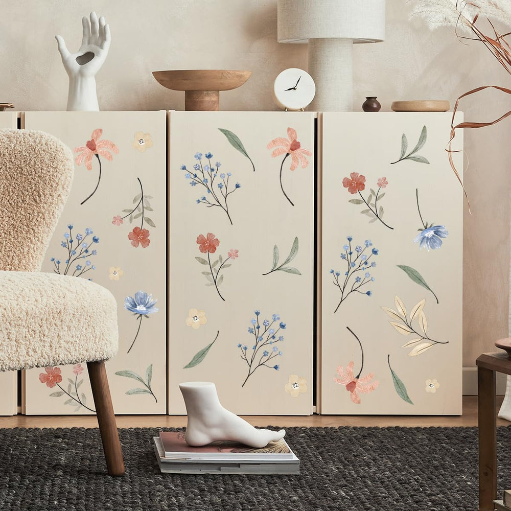 HJKlove Boho colorful flower wall decal — enhances girls' bedrooms with cheerful, nature-inspired accents.