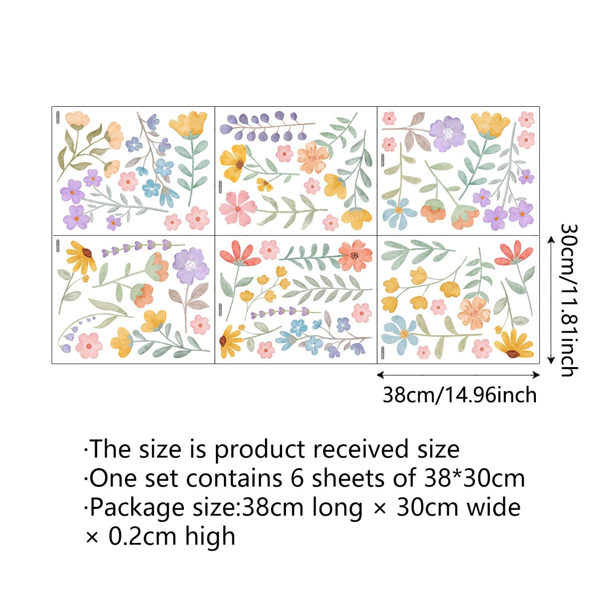 HJKlove boho watercolor flower wall decal placed above a crib in a nursery