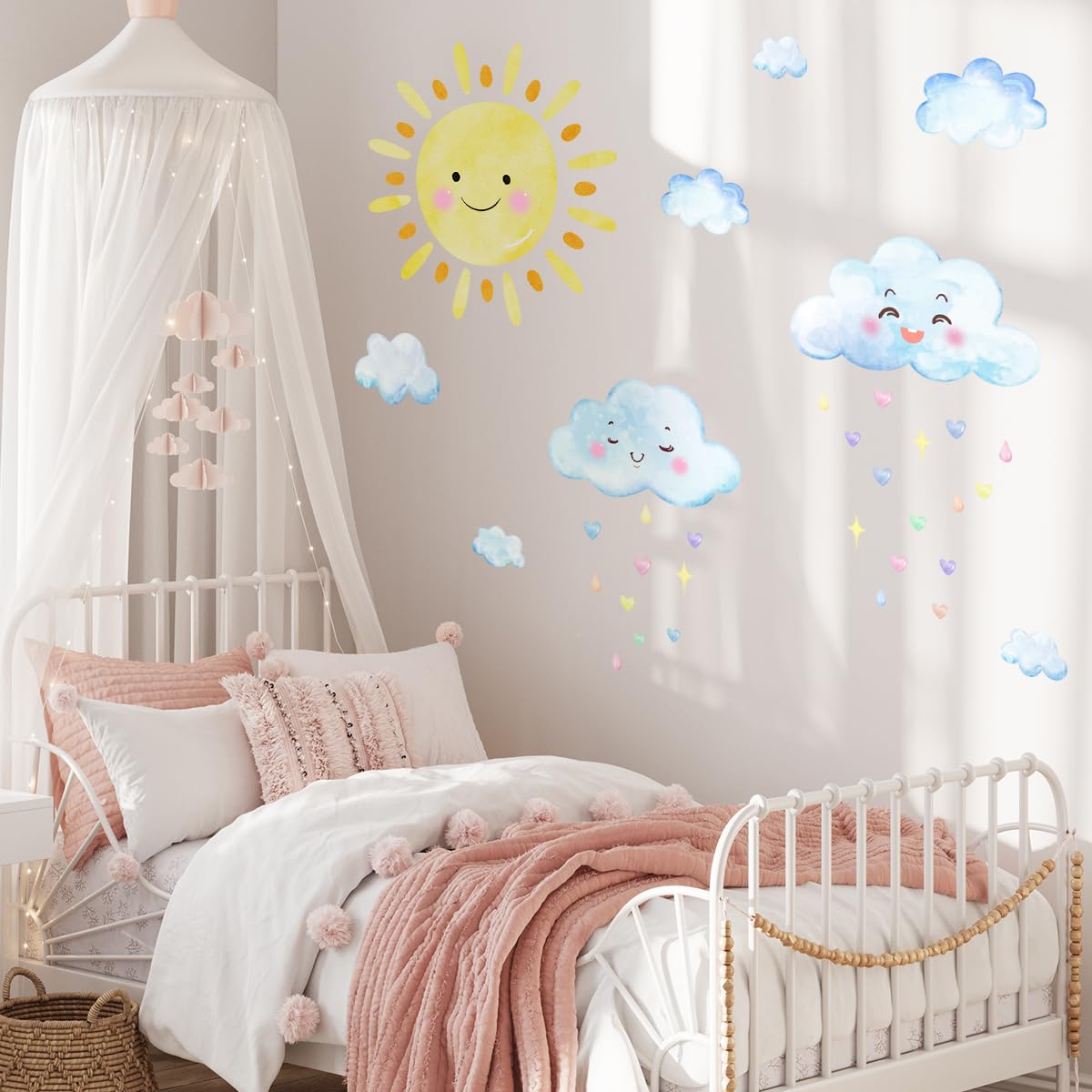 HJKlove boys girls room decor enhances imagination with sunny sky accents.