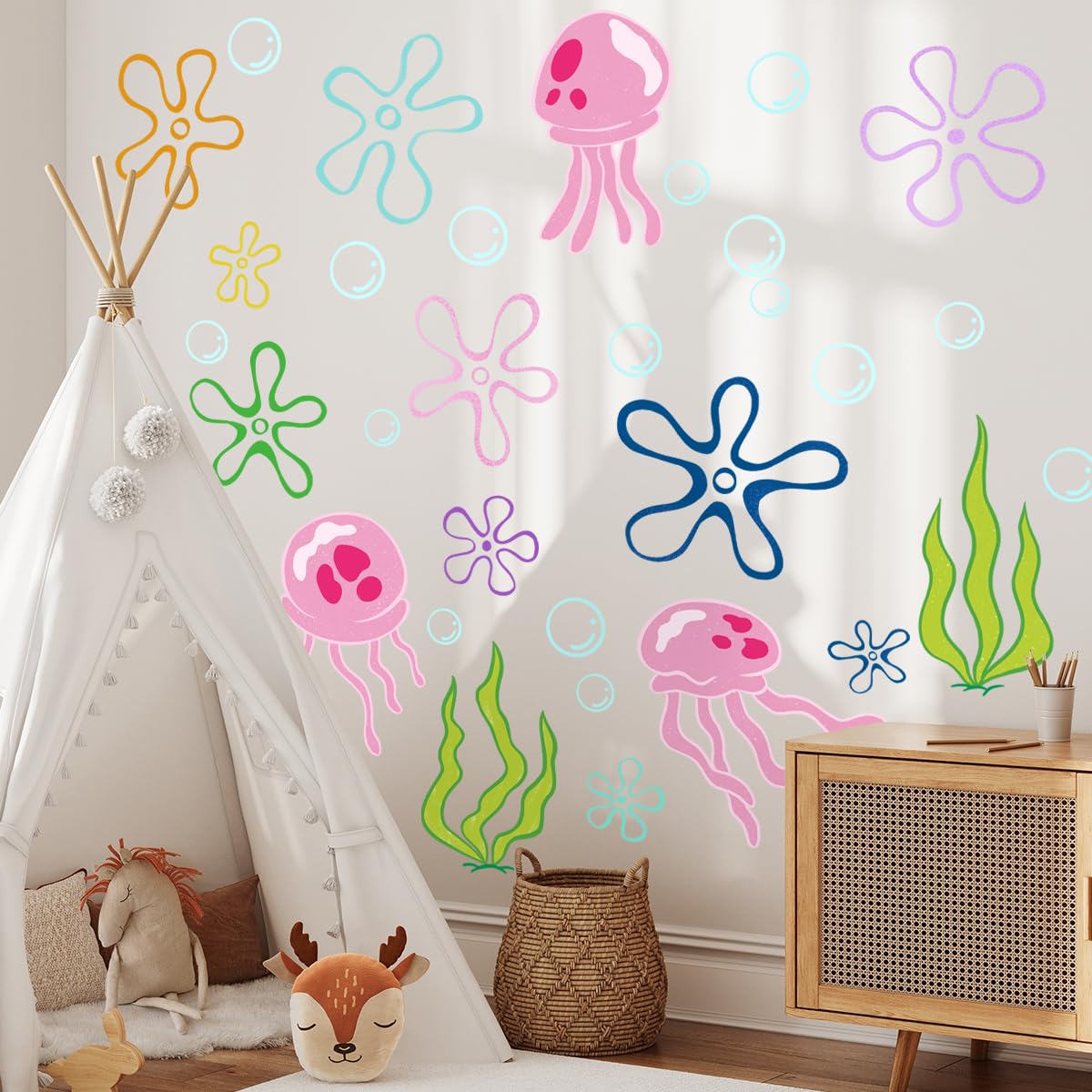 HJKlove nursery ocean wall stickers transform a baby space into a serene retreat.