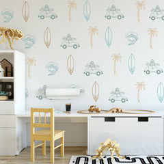 HJKlove palm tree sun wall decal creates sunny tropical accents in nursery