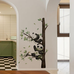 HJKlove Panda wall sticker with birds scene enhances bright imaginative room vibes