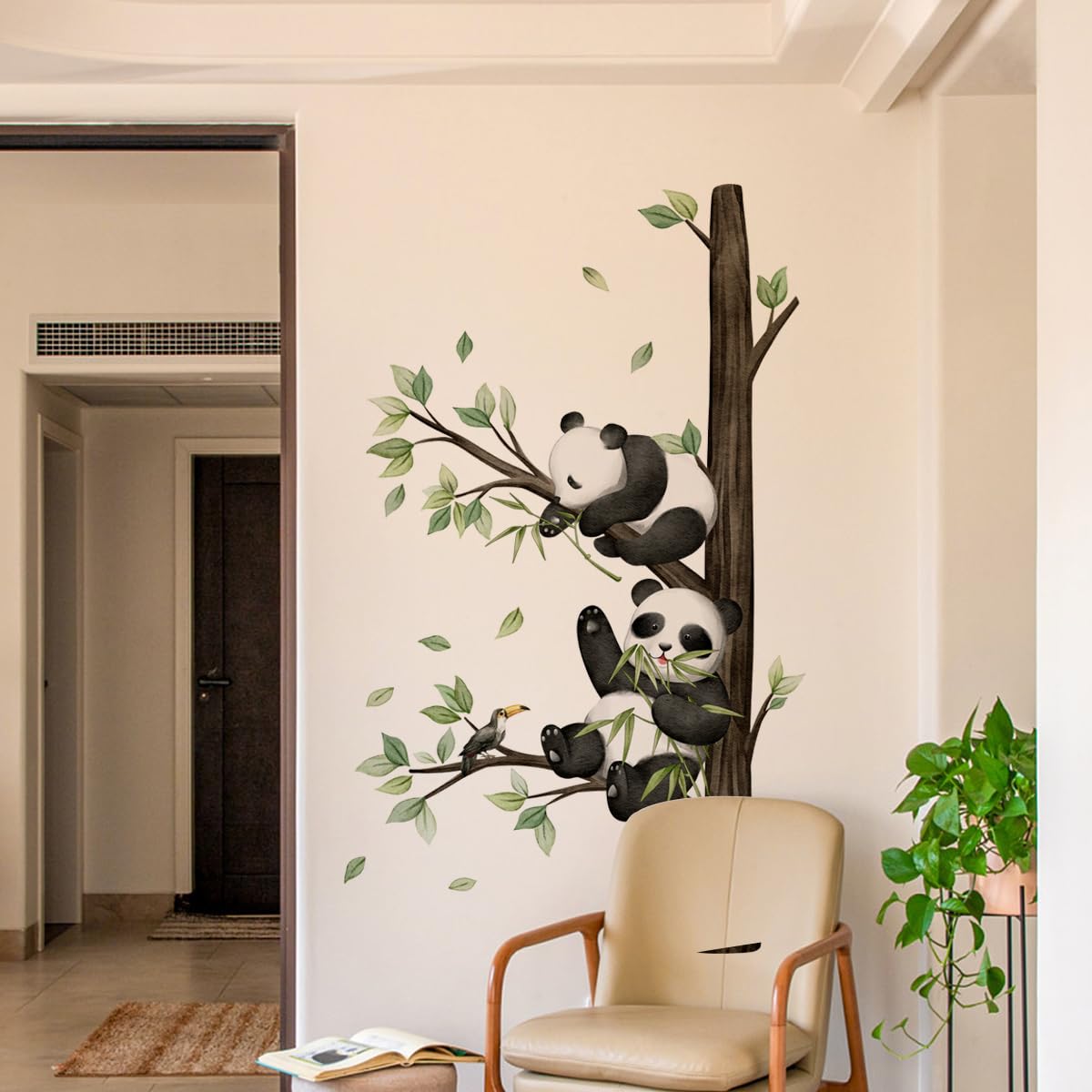 HJKlove Panda wall sticker three-sheets set provides versatile decorating options
