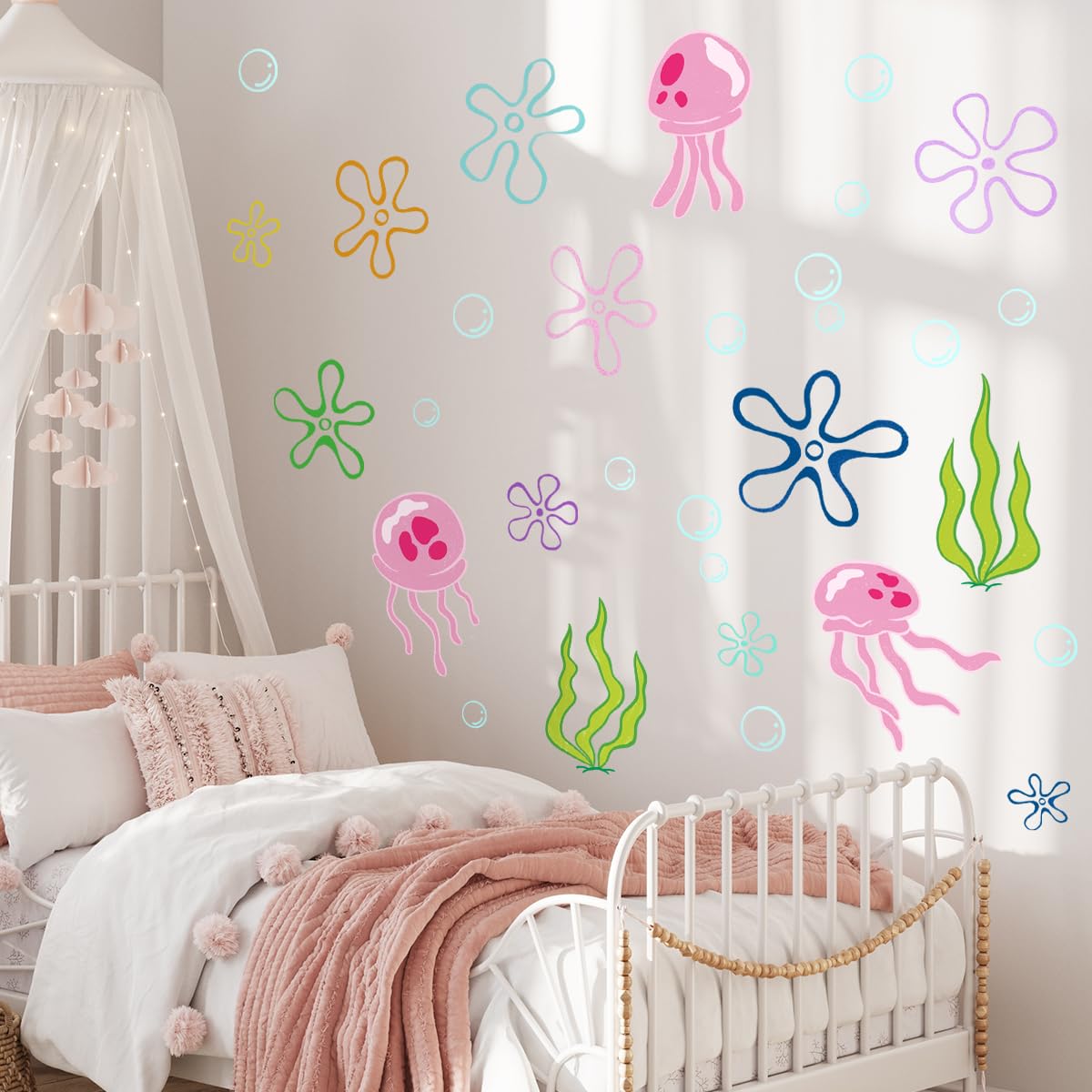 HJKlove removable wall decals showcase jellyfish for flexible decorating options.