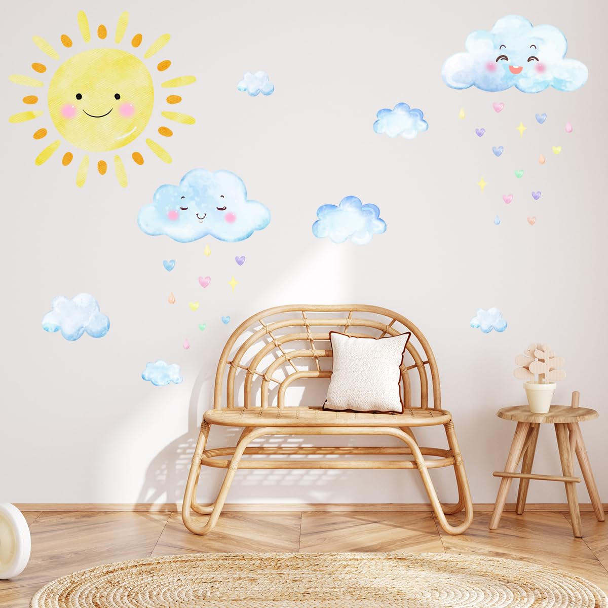 HJKlove sun and clouds combo decor brightens walls with versatile room styling.