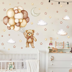 HJKlove teddy bear wall decal with balloons enhances nursery whimsy and calm