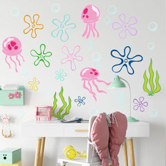 HJKlove Under The Sea jellyfish bubbles wall decal adds calming ocean vibes to any room.