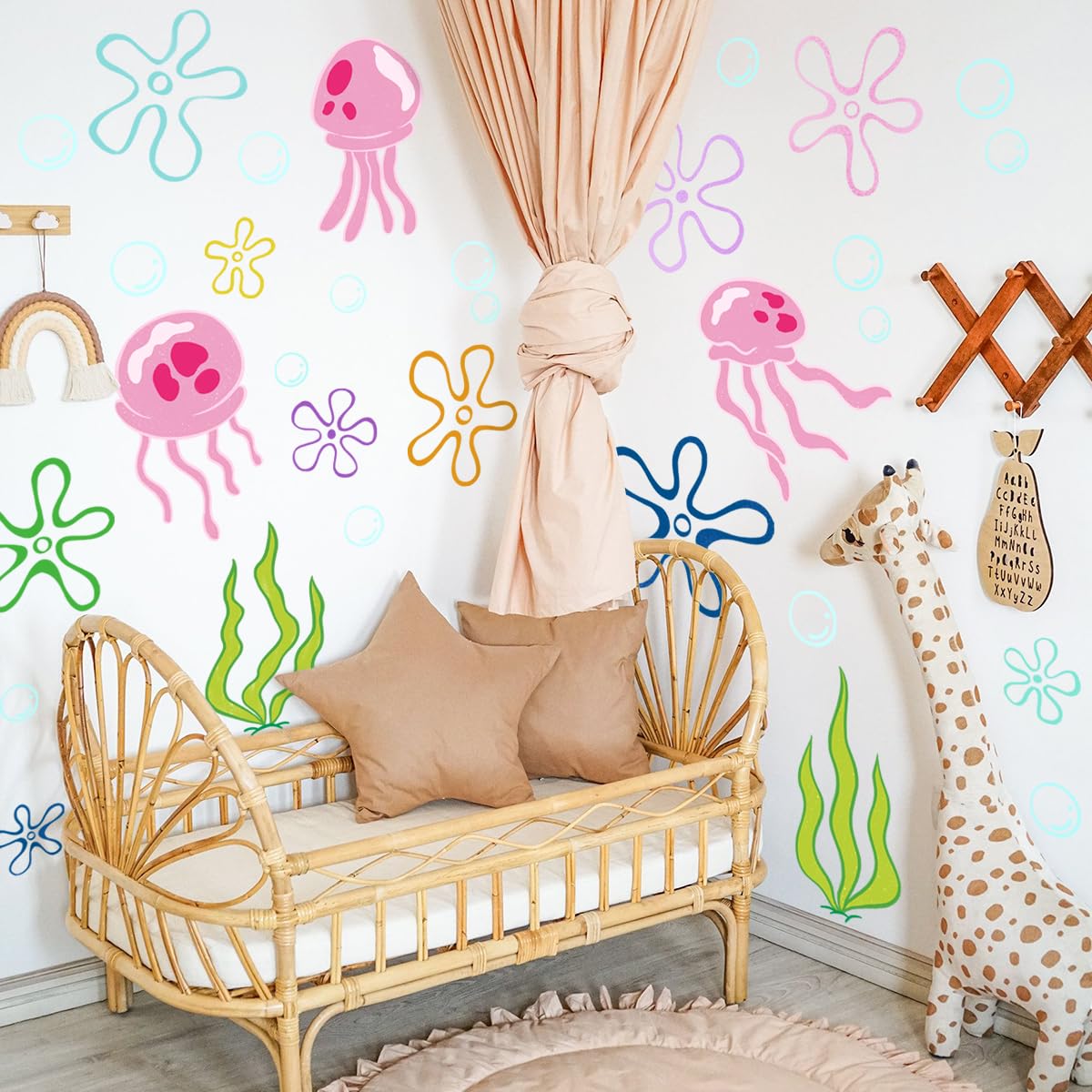 HJKlove underwater seaweed wall decal brings vibrant detail to spaces.