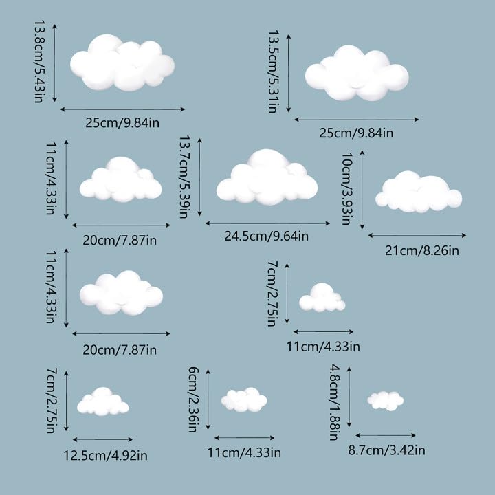 HJKlove watercolor cloud wall decal dreamy nursery backdrop for baby decor