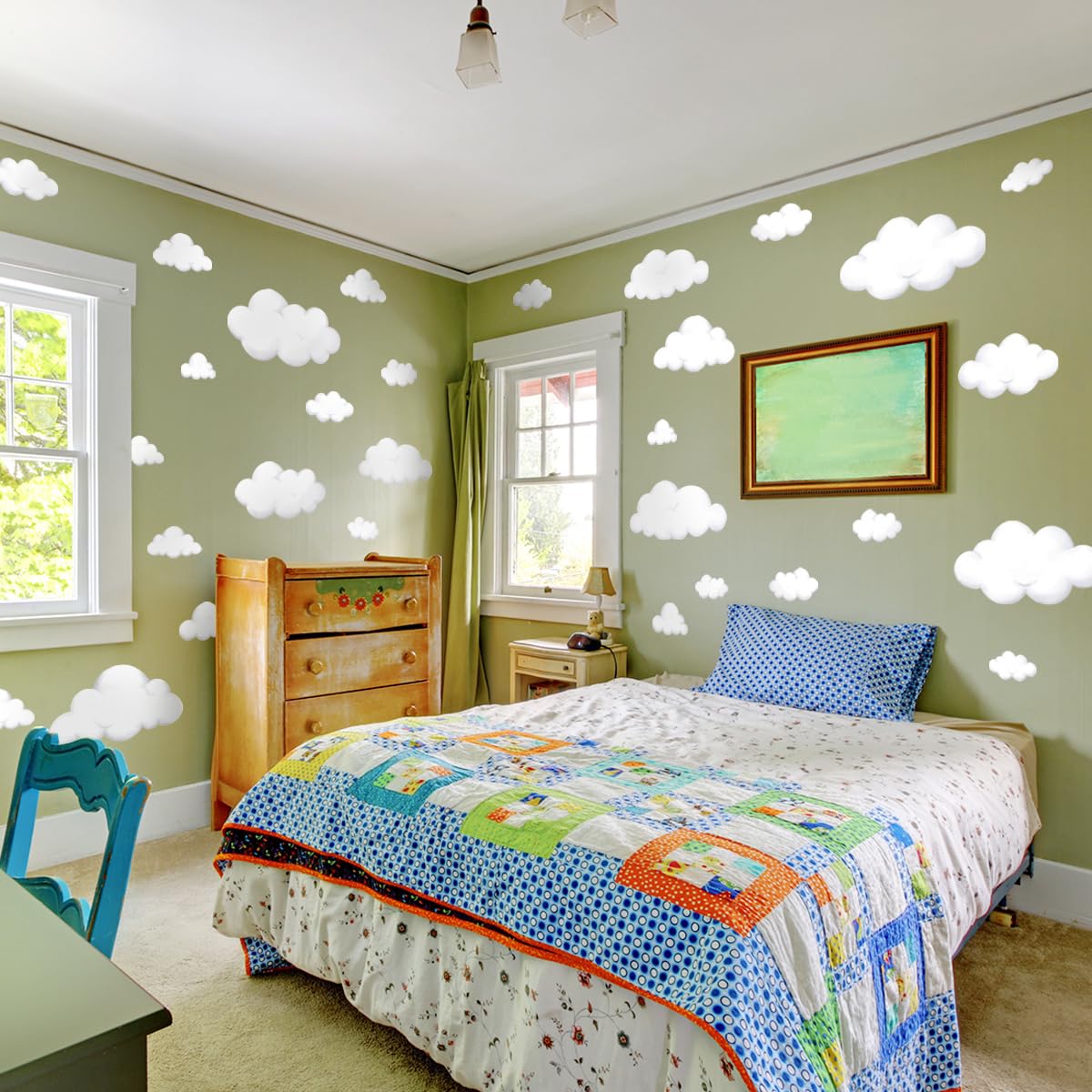 HJKlove watercolor cloud wall decal quick room transformation with removable design