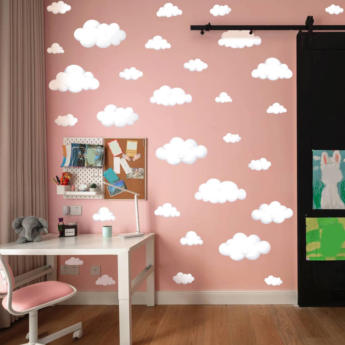 HJKlove watercolor cloud wall decal soft pastel clouds for nursery ambiance