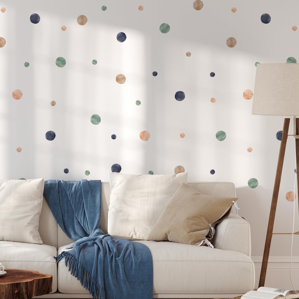 HJKlove watercolor dots wall stickers brightens a play space with boho rainbow charm