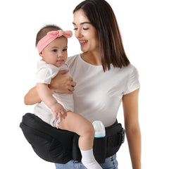 HKAI baby carrier hip seat closeup shows ergonomic seat for comfortable baby positioning.