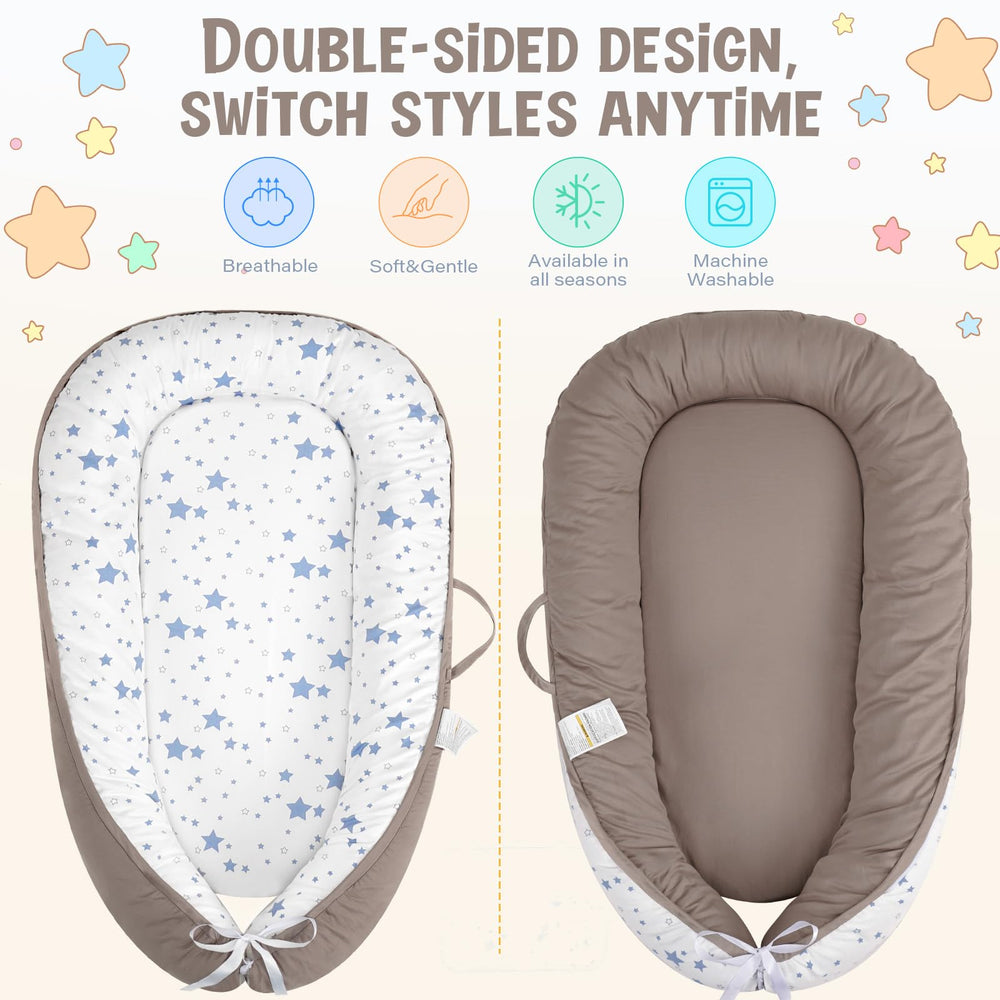 HKAI Baby Lounger adjustable drawstring for a snug fit as babies grow.