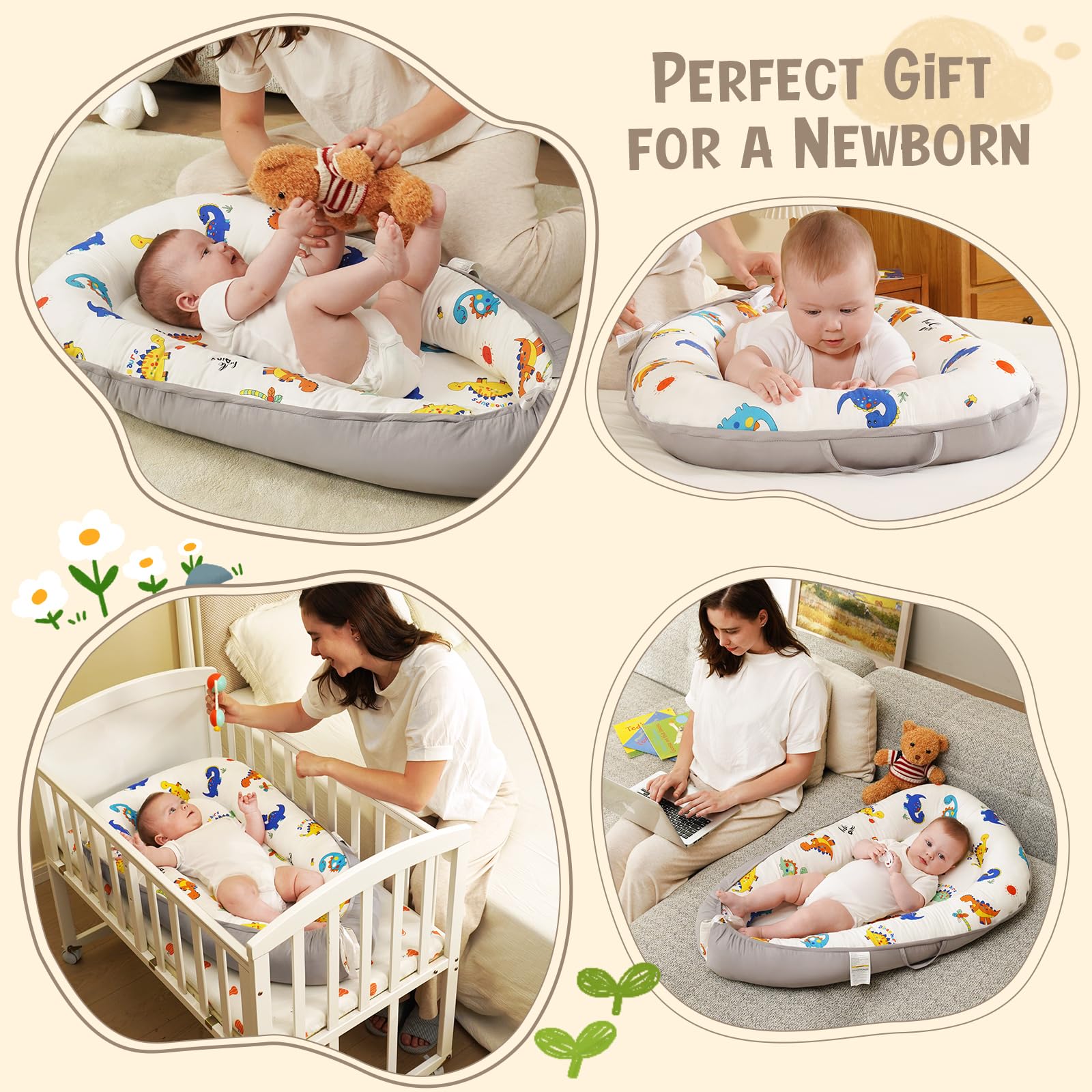 HKAI Baby Lounger awake supervised use scenario with caregiver